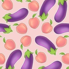 Peaches and Eggplants on Pink