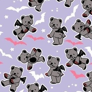 Pastel goth vampire bears on purple