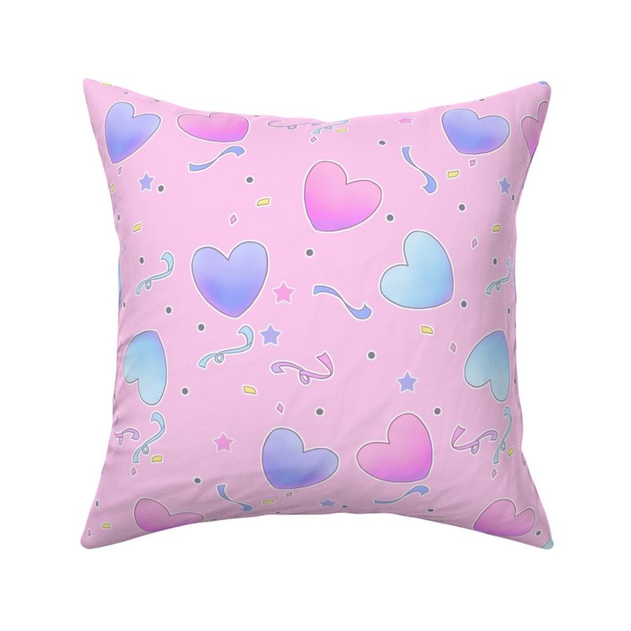 large fairy kei hearts on pink