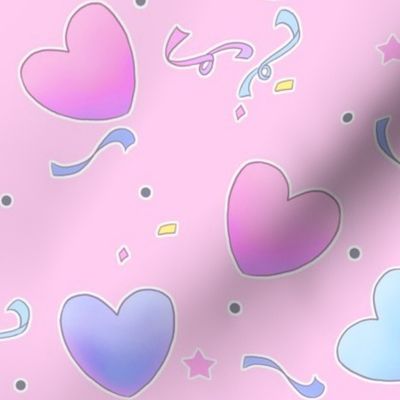 large fairy kei hearts on pink