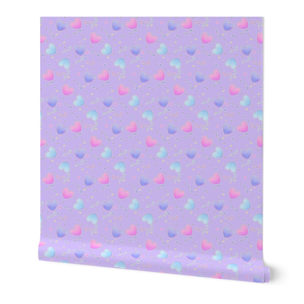 large fairy kei hearts on purple