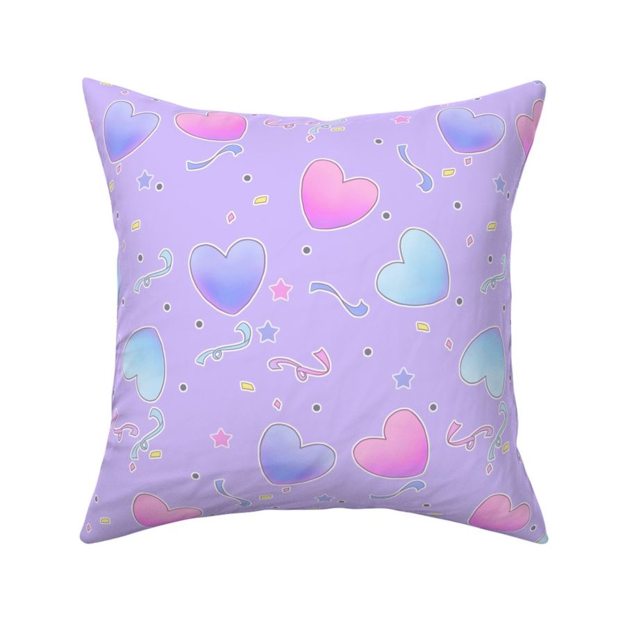 large fairy kei hearts on purple