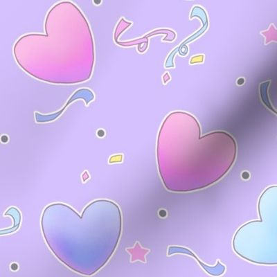 large fairy kei hearts on purple