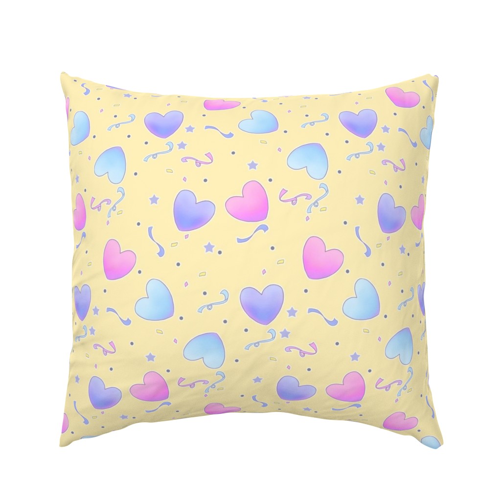 large fairy kei hearts on yellow