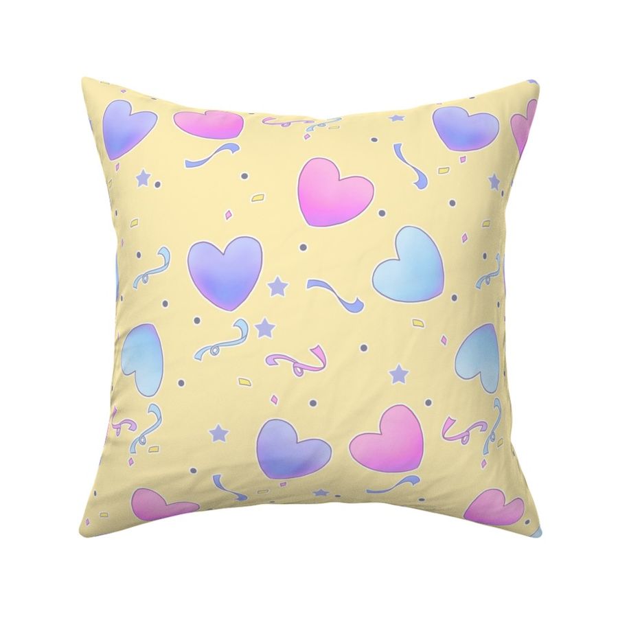 large fairy kei hearts on yellow