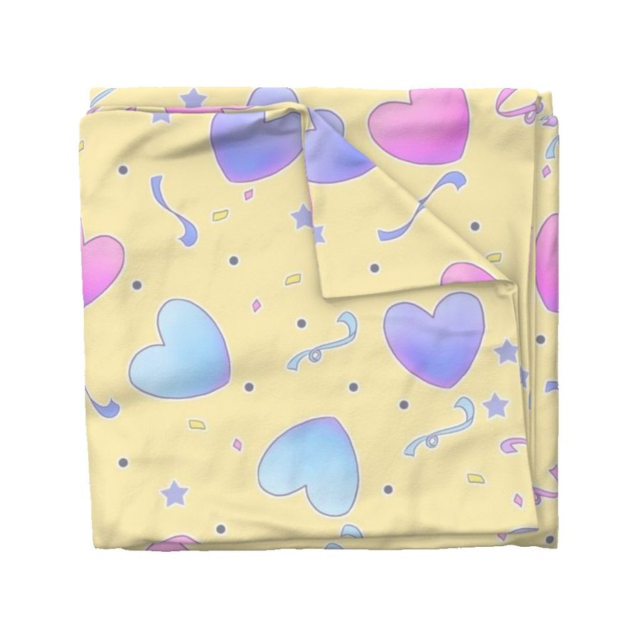 large fairy kei hearts on yellow