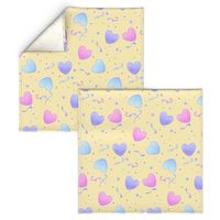 large fairy kei hearts on yellow