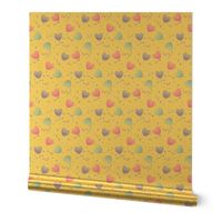 large fairy kei hearts on yellow