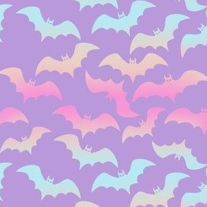 Soft Pastel Bats on Purple