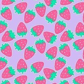 pink strawberries on purple