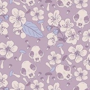 skull mushrooms on purple