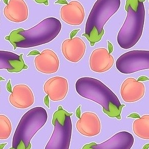 Eggplants and Peaches on Purple