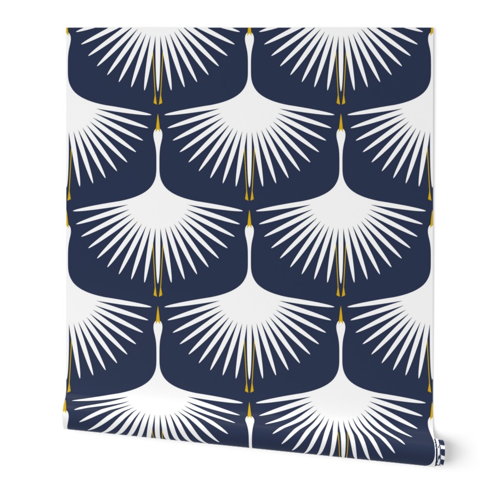 Art Deco Swans - Epic Navy - 12"