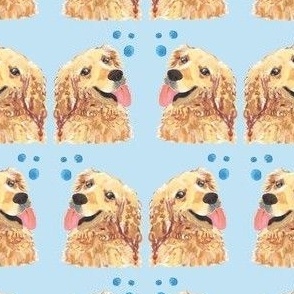 Golden Retriever Party - Blue Background