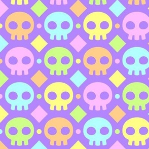 pastel rainbow skulls - L