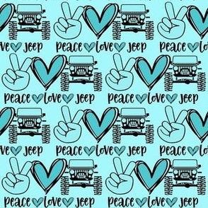 Small Blue Peace Love Jeep