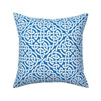 Celtic knot allover - white on blue