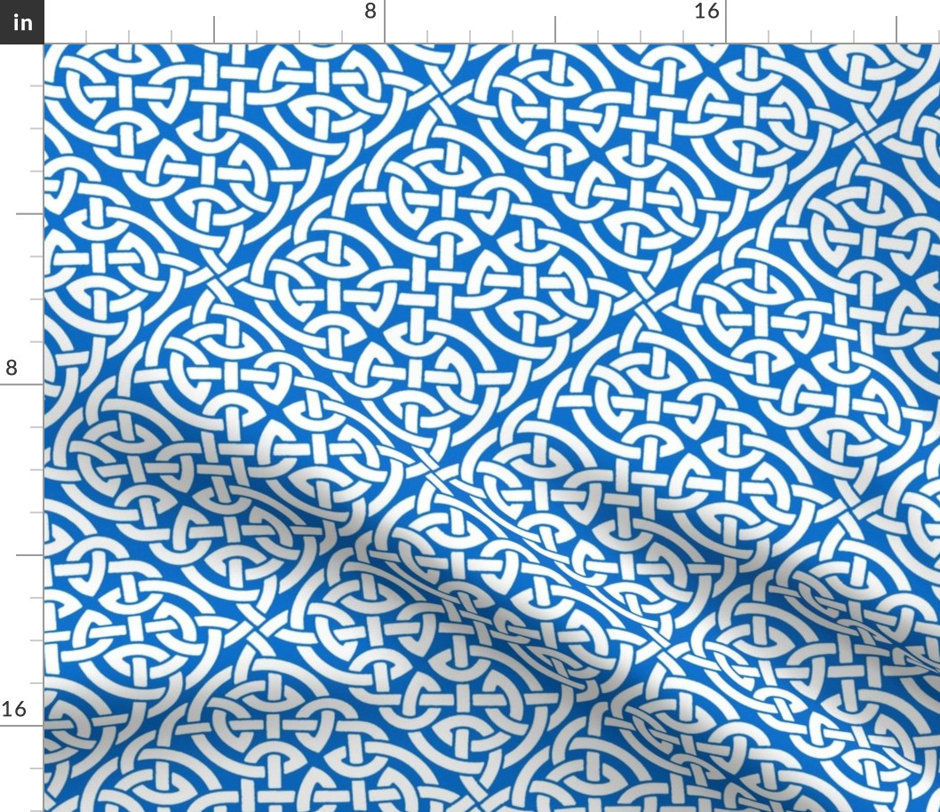 Celtic knot allover - white on blue