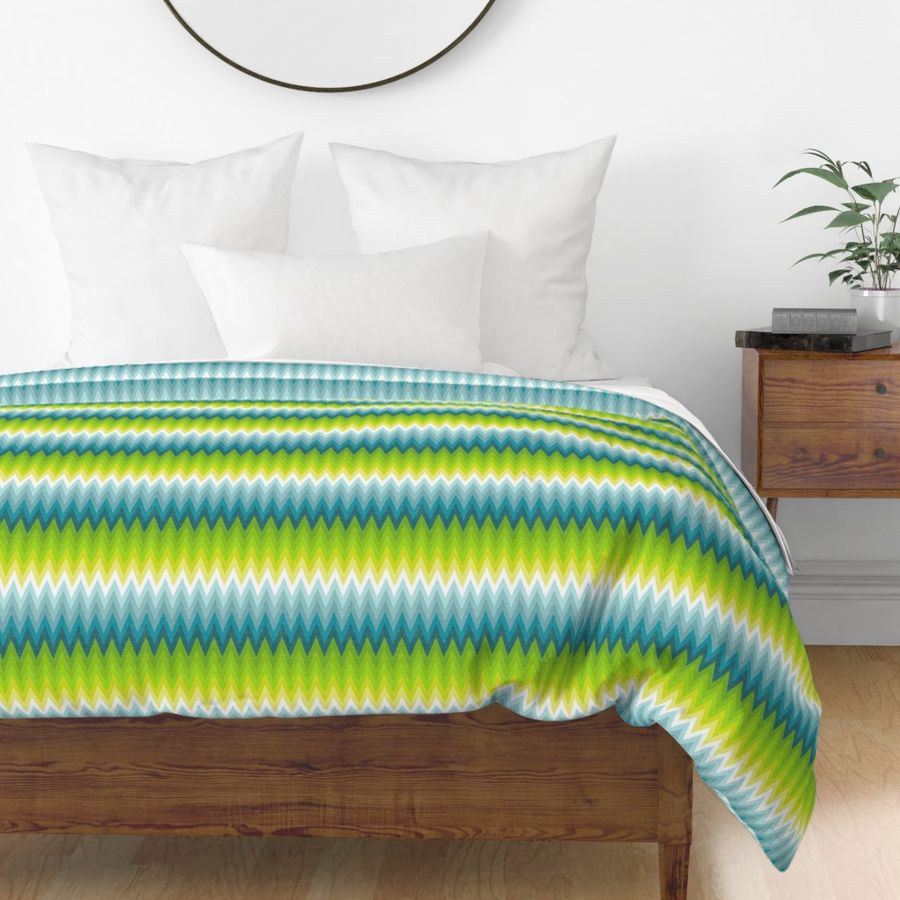 Ombre zig zag aqua + chartreuse