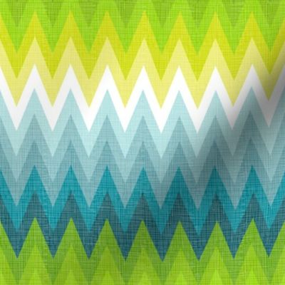 Ombre zig zag aqua + chartreuse