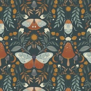 Folk Art Moths and Florals Medium