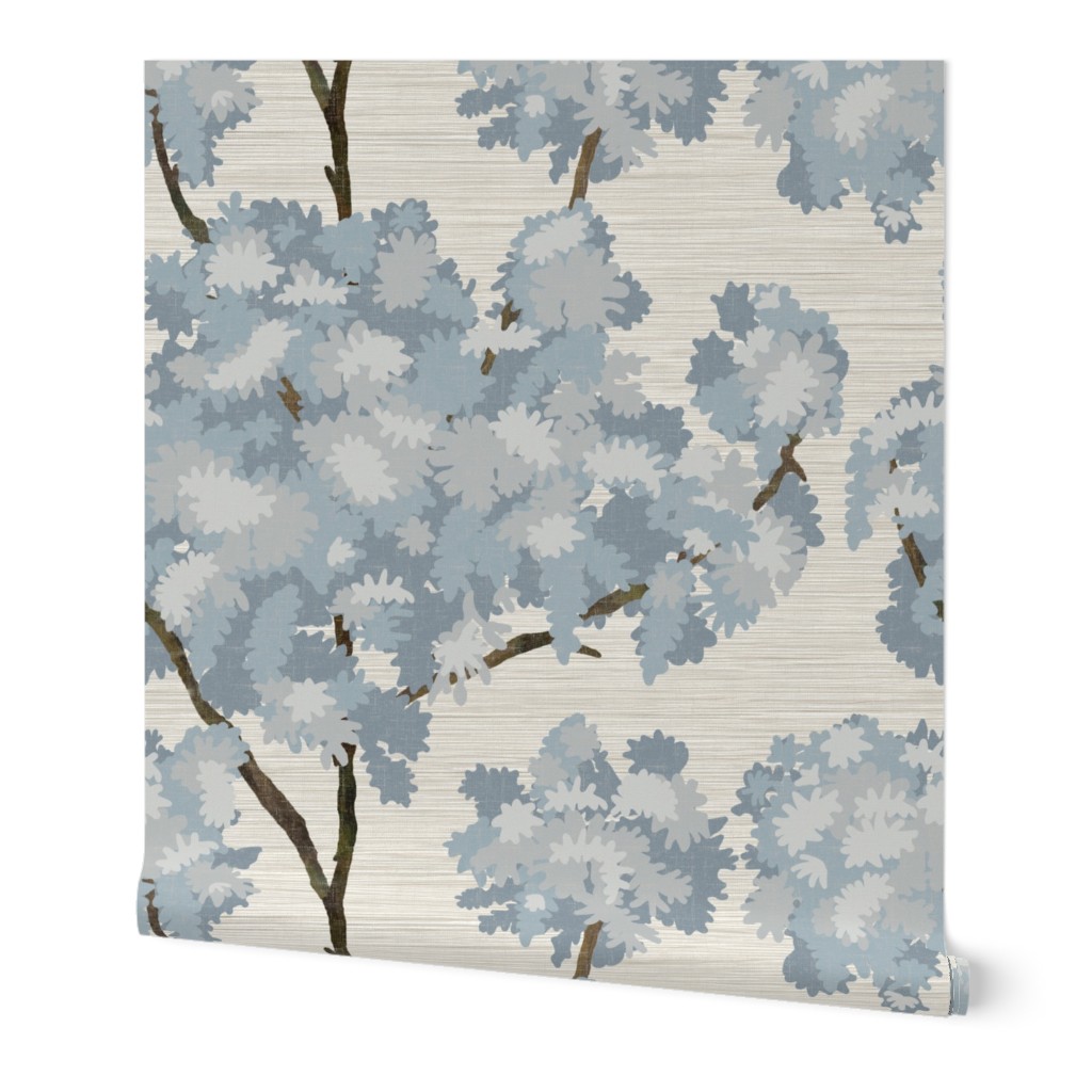 Grasscloth-Ernesto Blue Trees- Agreeable Gray Wallpaper