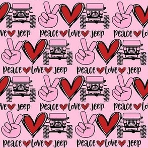 Small Pink and Red Peace Love Jeep