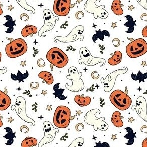 Ghosts n Pumpkins on White