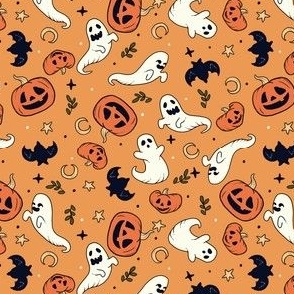 Ghosts n Pumpkins on Marmalade Orange