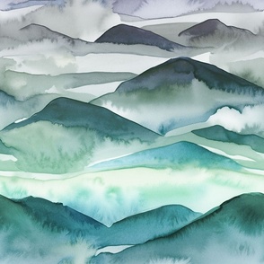 misty hills watercolor