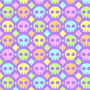 pastel rainbow skulls - M