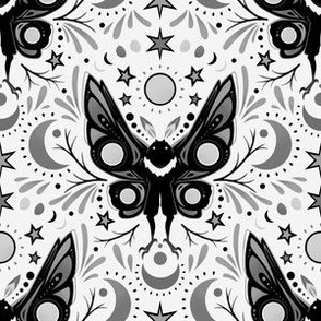 Mothman Damask Black and White