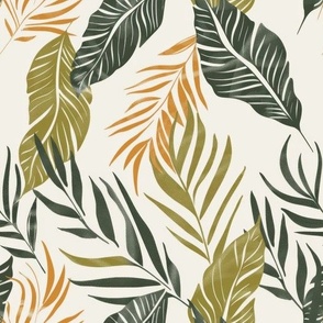 Autumn Leaves Botanical Olive Green