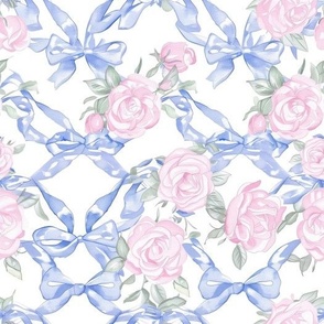 Blue Bow Pinky Roses Coquette Aesthetic 