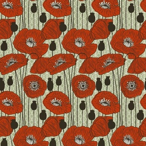 (S) Modern Art Deco Poppies