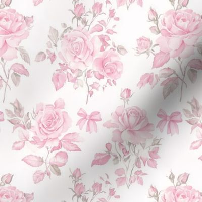 Rose Pink Bows Spring Floral Coquette Aesthetic Grandmillennial Shabby Chic