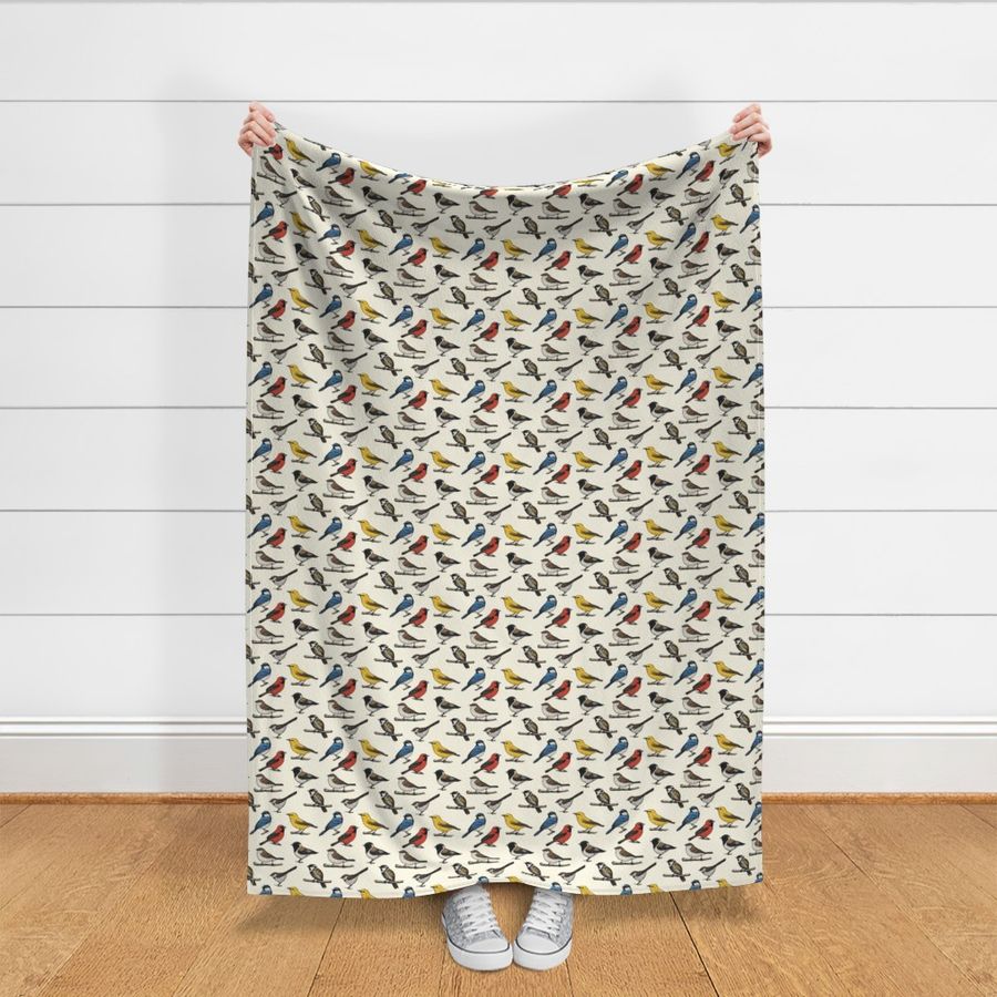 Birds Mid Century Bird Feeder Watching Pattern Maximalist Painting