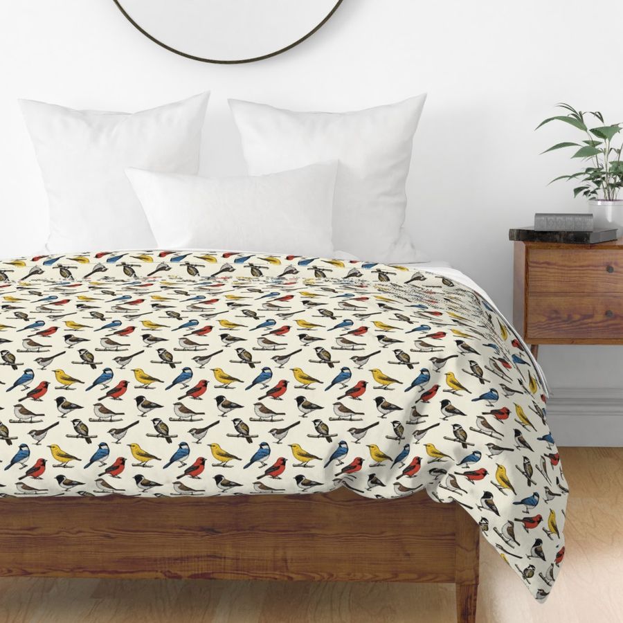 Birds Mid Century Bird Feeder Watching Pattern Maximalist Painting