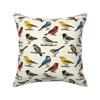 Birds Mid Century Bird Feeder Watching Pattern Maximalist Painting