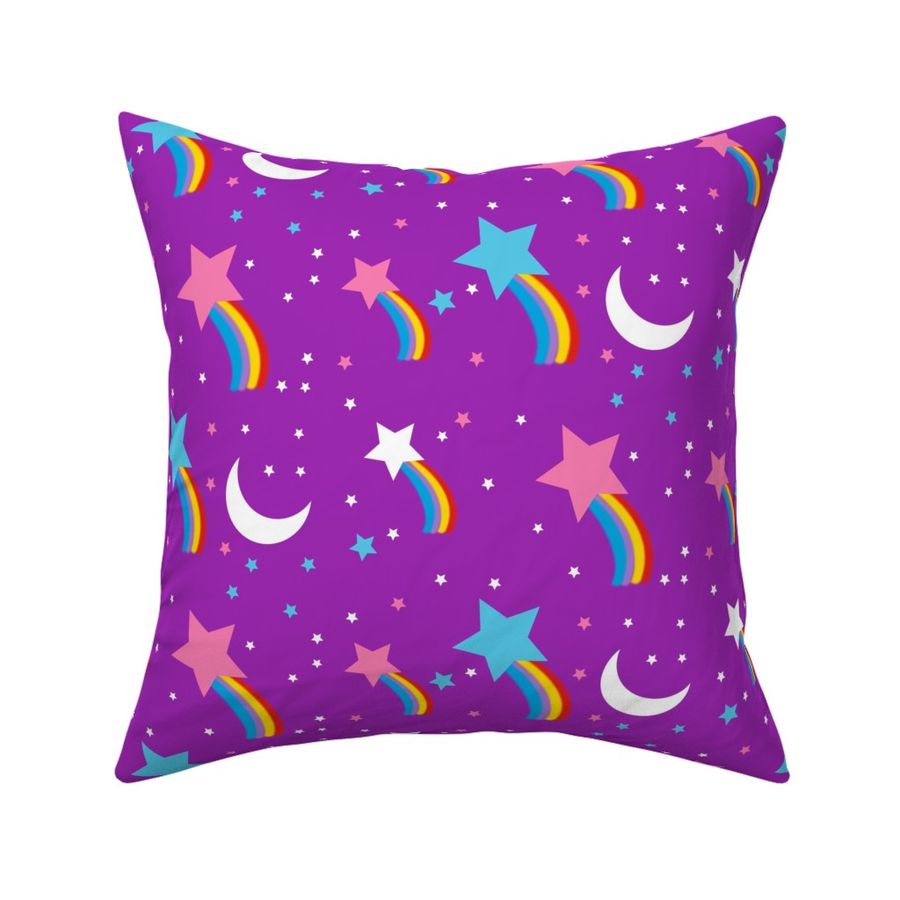 shooting stars moon rainbows galaxy