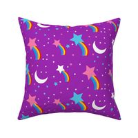 shooting stars moon rainbows galaxy