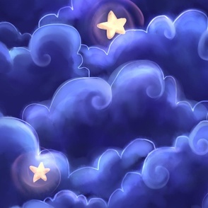 Dreamy clouds and stars