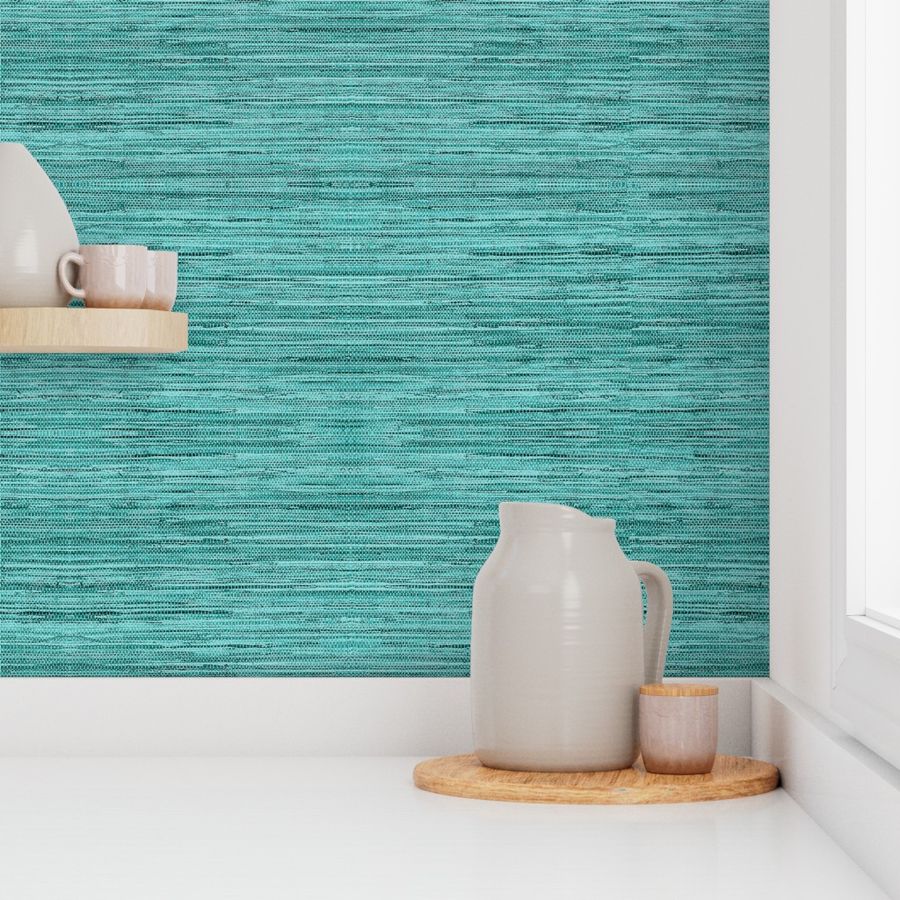 Grasscloth Fabric and Wallpaper in Aquamarine