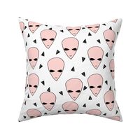 alien head // pink and white alien fabric pastel pink 90s design cute aliens