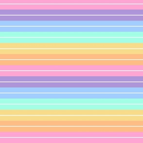 Large Retro Beach Stripes - Pastel Rainbow