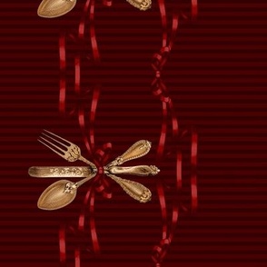 Cutlery border print (maroon)