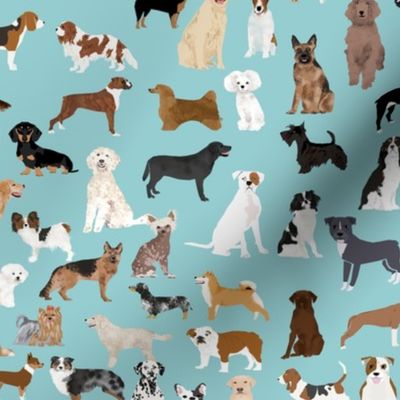 dogs light blue lots of breeds dog breed fabric cute dogs best dog fabric dog quilts dog gifts cute dog lover fabric