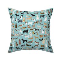 dogs light blue lots of breeds dog breed fabric cute dogs best dog fabric dog quilts dog gifts cute dog lover fabric