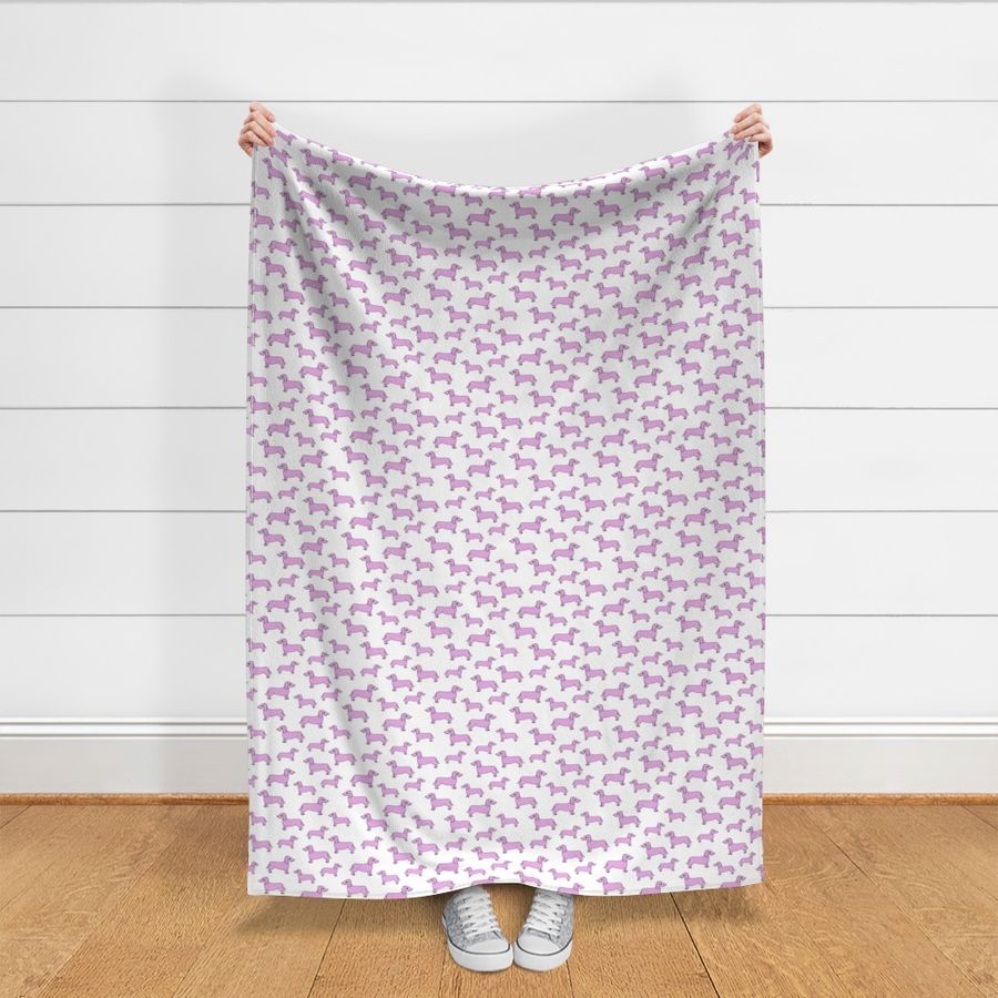 doxie //pastel puprle doxie fabric dachshunds dog fabric pastel purple design