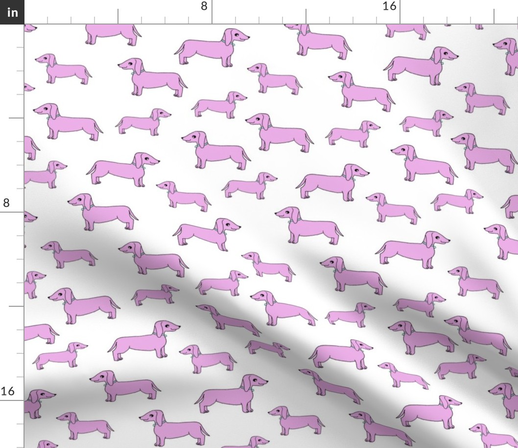 doxie //pastel puprle doxie fabric dachshunds dog fabric pastel purple design